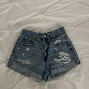 Aeropostale Blue Distressed Jean Shorts High-Waisted